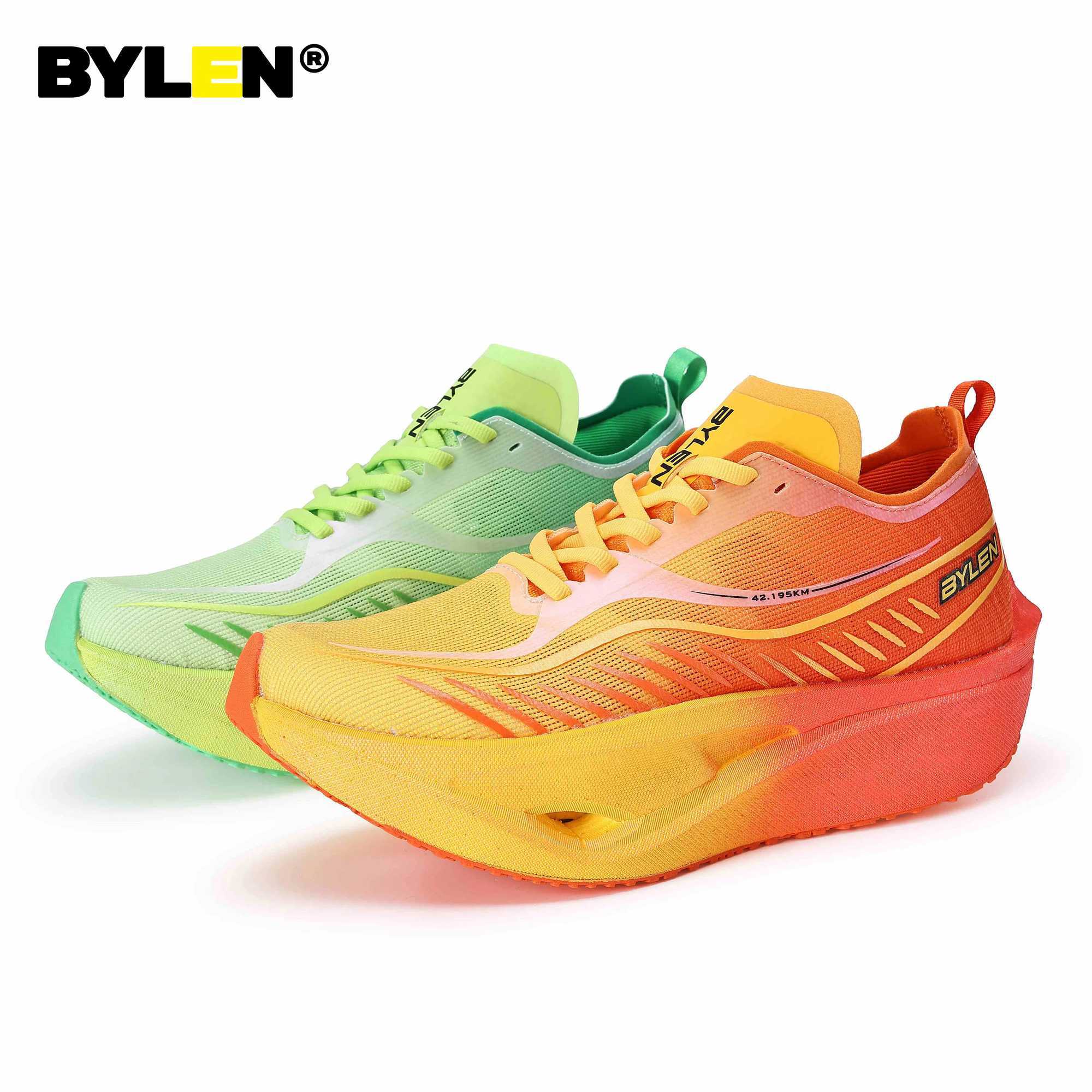 BYLEN Full Palm Carbon Plate Marathon Mens Running Shoes Sports Professional Marathon Lightweight Breathable Female Sneakers Z250225
