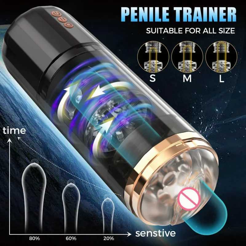 New Arrival Automatic Male Masturbators Cup Thrusting Rotating Vibration Hands Free Pocket Stroker 3D Realistic Sleeve Adult Sex Toys Z250304