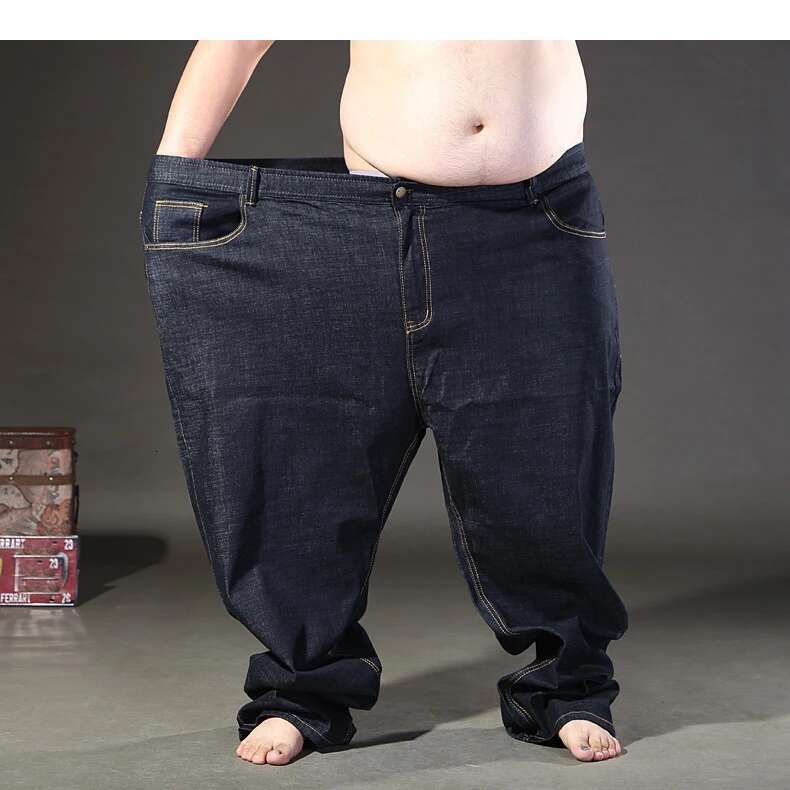 Plus Size Men 200Kg Large Size 14Xl 11Xl 12Xl 15Xl Autumn And Winter Pants Large Stretch Straight 50 54 56 60 Black Jeans