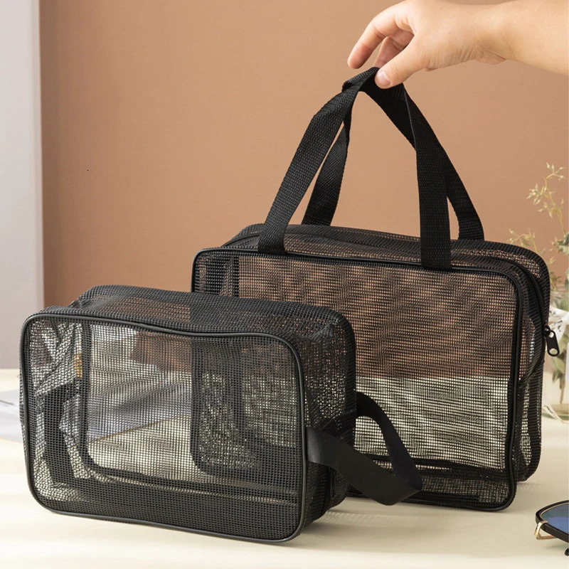 Travel Storage Bag Grid Cosmetics Storage Handbag Beach Bag Clothing Toiletries Multifunction Large-capacity Storage Bags 250305ww