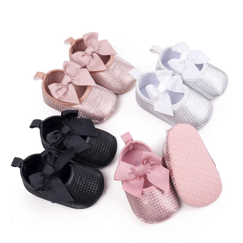 Pudcoco cute flat shoes for baby girls non slip soft sole Mary Jane with bow suitable casual walking borns 250303