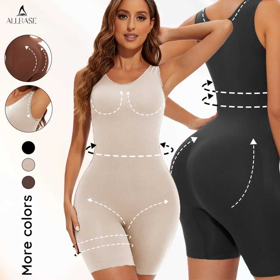 ALLBASE Seamless Bodysuit Butt Lifter Shapewear Waist Trainer Body Shaper Snactch Waist Shapewear Wide Shoulder BlackXJ250304