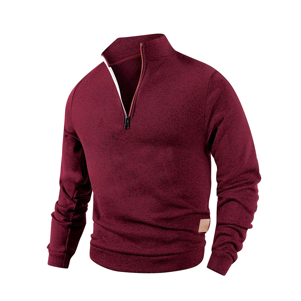 Autumn Mens Long Sleeve Pullover Solid Color Half Zipper Sweaters Vneck Male Casual Daily Warm Sweatshirts Coats 250304