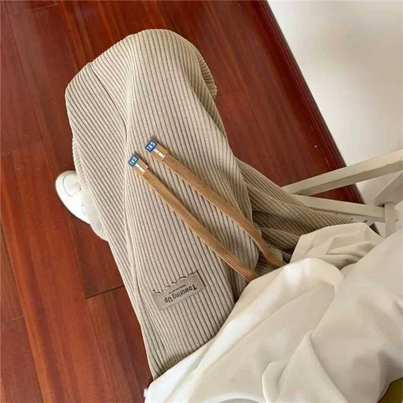 New Corduroy Baggy Straight Pants For Men Vintage Appliques Drape Casual Trousers Autumn Y2K Streetwear Gym Joggers SweatpantsXJ250303