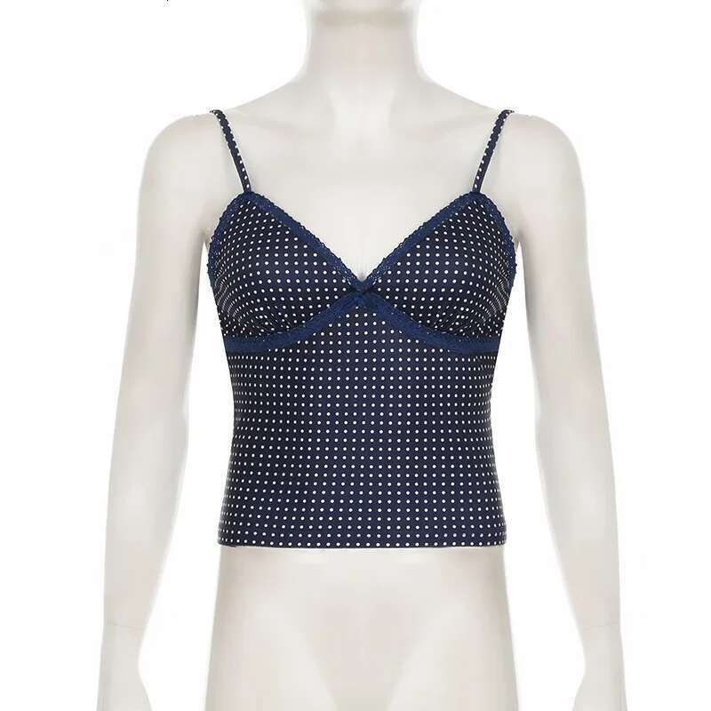 Navy Sweet ral Slim Crop Top Women Sexy V Neck Cotton Sleeveless Vests Clothes Vintage Cute Preppy Style Summer Tank Tops Y2k