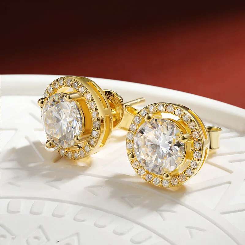 OEVAS 100% Sterg Sier 0.5-2 Carat Moissanite Stud Earrings For Women D Color Dia Earring Sparkg Fine Jewelry