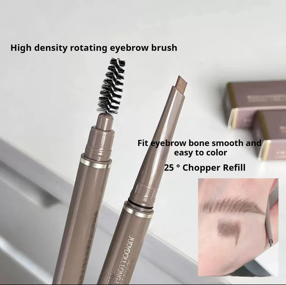 Judydoll Double Head Machete Eyebrow Pen Waterproof Long-lasting With Brush Condensed Non- Triangular Eye Brow Pencil 250222
