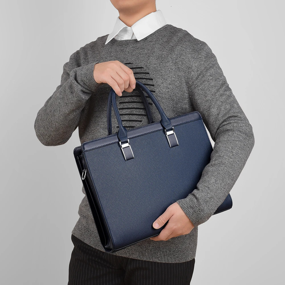 Solid color large capacity PU leather mens handbag business briefcase laptop bag bags for men sac a main bags for women 250228