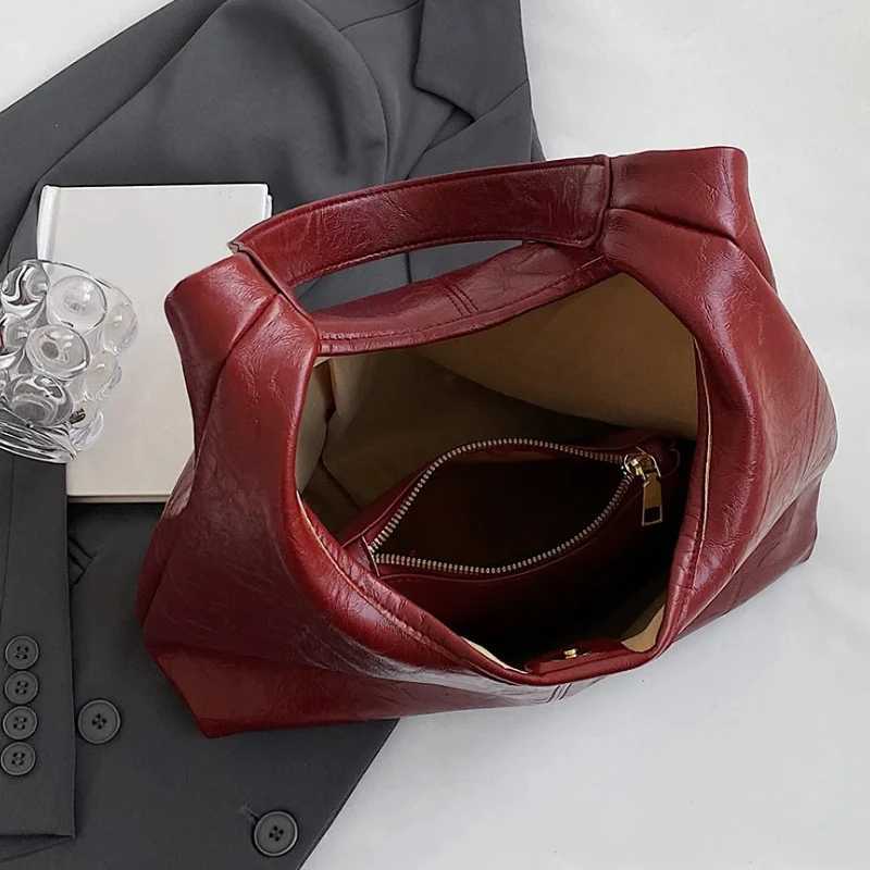for Women Trend Soft PU Leather Slouchy Underarm Bag Vintage Wine Red Ladies Shoulder Bag Large Handbags 2pcs Tote Bag Z250303