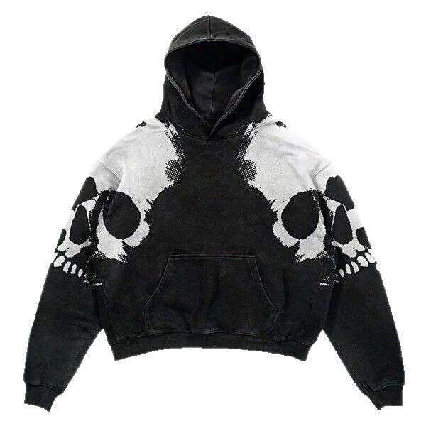 2025 New Skeleton Printed Pocket 3D Pullover Loose Coat Hoodie