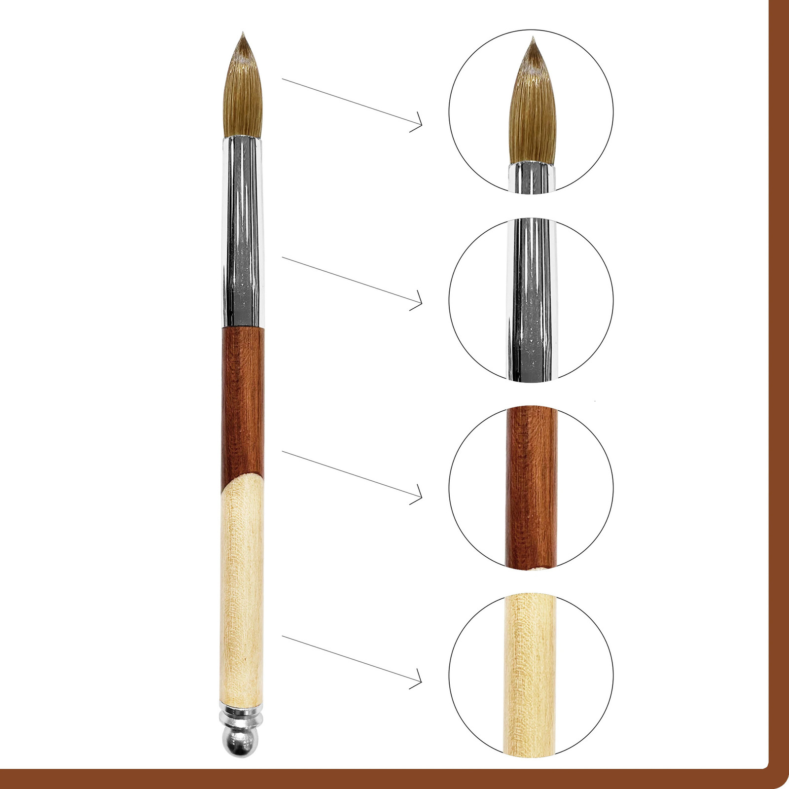 RolinStar S quality 100% Kolinsky Acrylic dipping powder Builder Pure gel Yello Mix Brown wood nail brush mink Application 250304