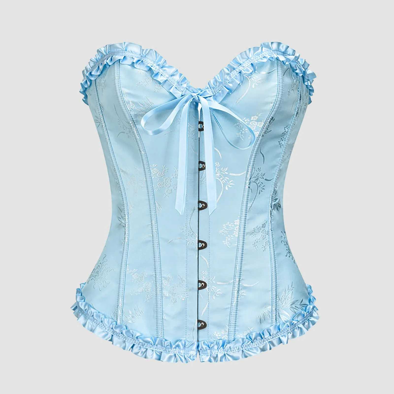 Womens Lace Bowknot Corset Top Sexy Torsion Gathering Waist Corset Slim Fit Tummy Tightening Rubber Bone Bottom ShapewearXJ250304