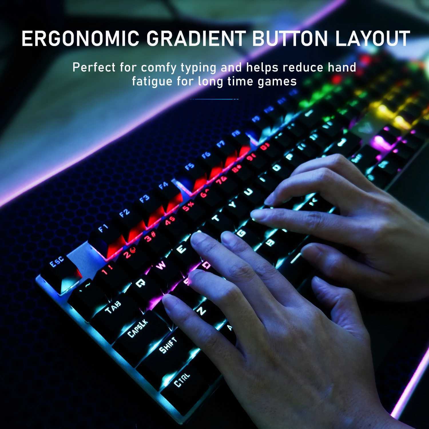 AULA F2088 Mechanical Gaming Keyboard Anti-ghosting 104 Brown Blue Switch Wired Mixed Backlight Keyboard for Game Laptop PC Z250304