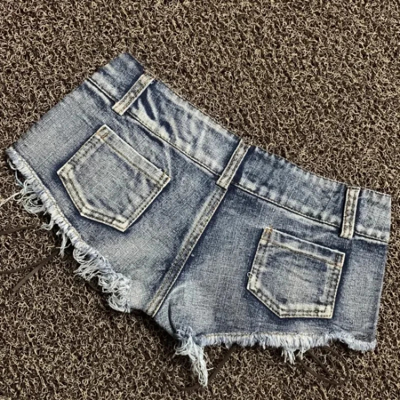 Womens Light Blue Denim Shorts Y2k Lace-up Mini Short Pants Harajuku Vintage Low Waist Jeans 2000s Trashy Clothes Summer 250303