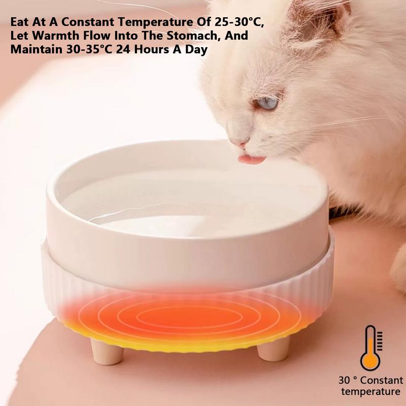 Heated Dog Water Bowl Thermostatic Cat Heating Bowl Quiet Pet Water Bowl Heater Animal Drinking Bowl Pet Water Dispenser For