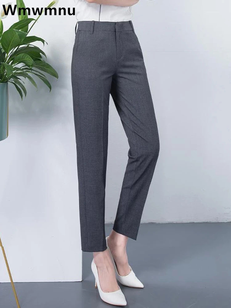 Slim Skinny High Waist Elastic Pencil Pants Overiszed 75kg Women Ankle-length Trousers Casual Spring Office Formal Pantalon 250303