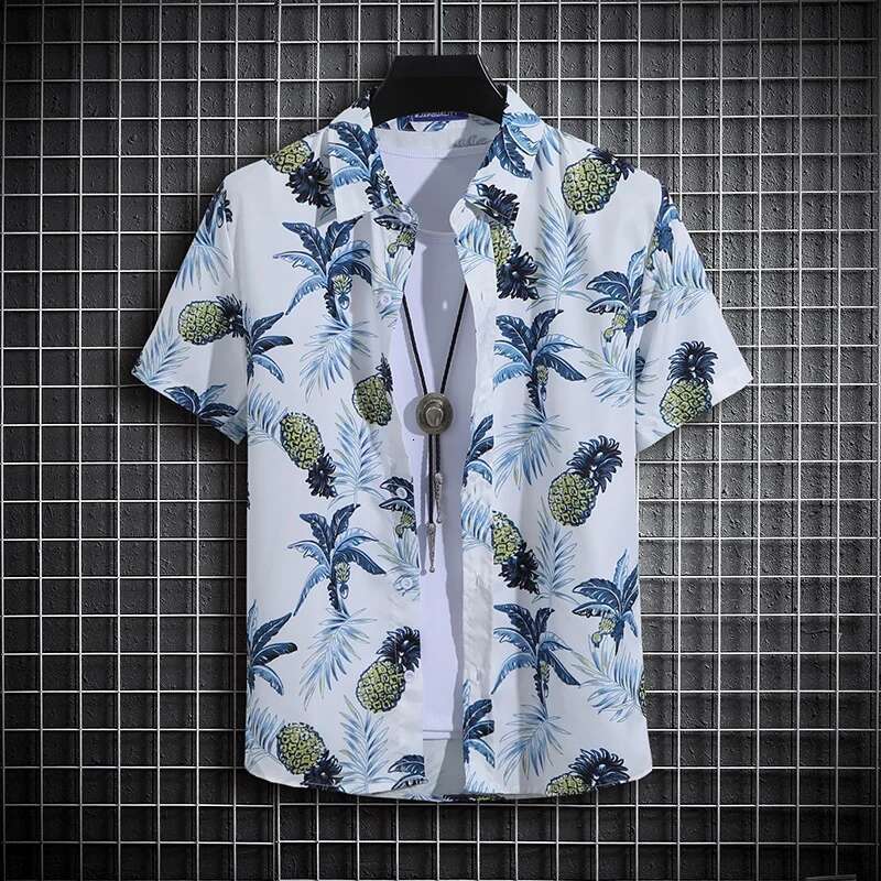 Summer New Short Sleeved Personalized Printed Thin Beach Men's Designer Clothing Men's Casual Top Versatile And Fashionable Round Neck Lapel