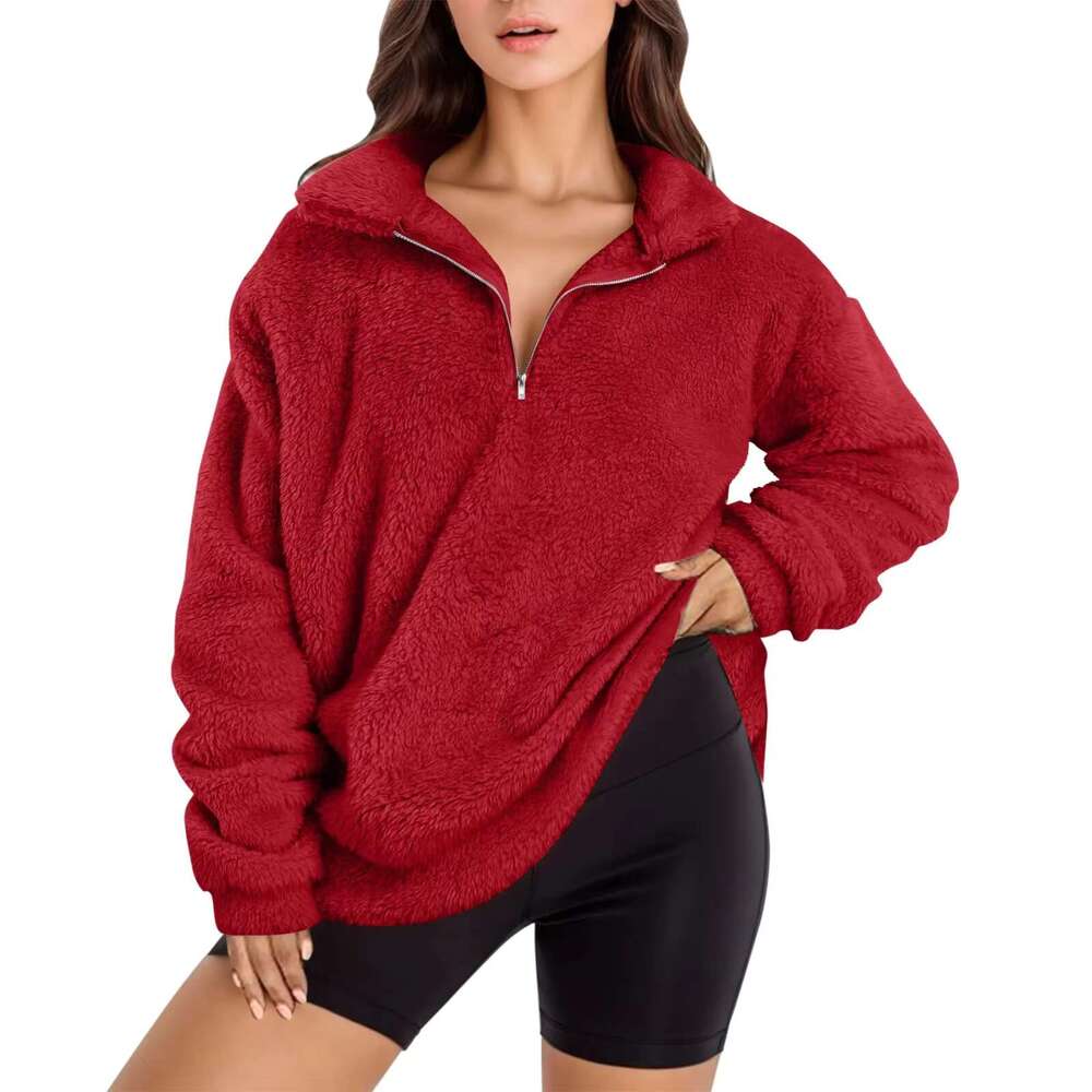 Popular Fall/Winter Loose Half Zip Women's Hoodie