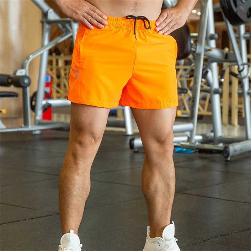 Men Sports Shorts Quick Dry Short Running Fitness Shorts Basketball Training Mini Pant Male Sportpant Summer Gym Clothing OrangeT250304