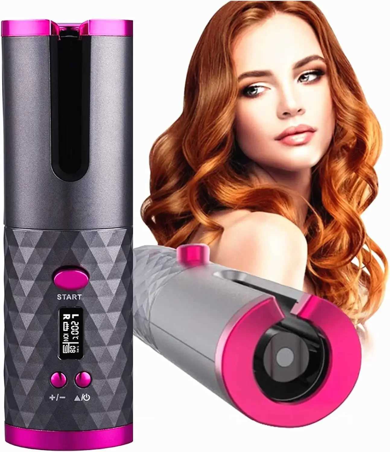 Curling Irons Cordless Automatic Curler Portable Electric Wand Curler IronFast Heating Automatic Rotating Ceramic Barrel Curler z250304