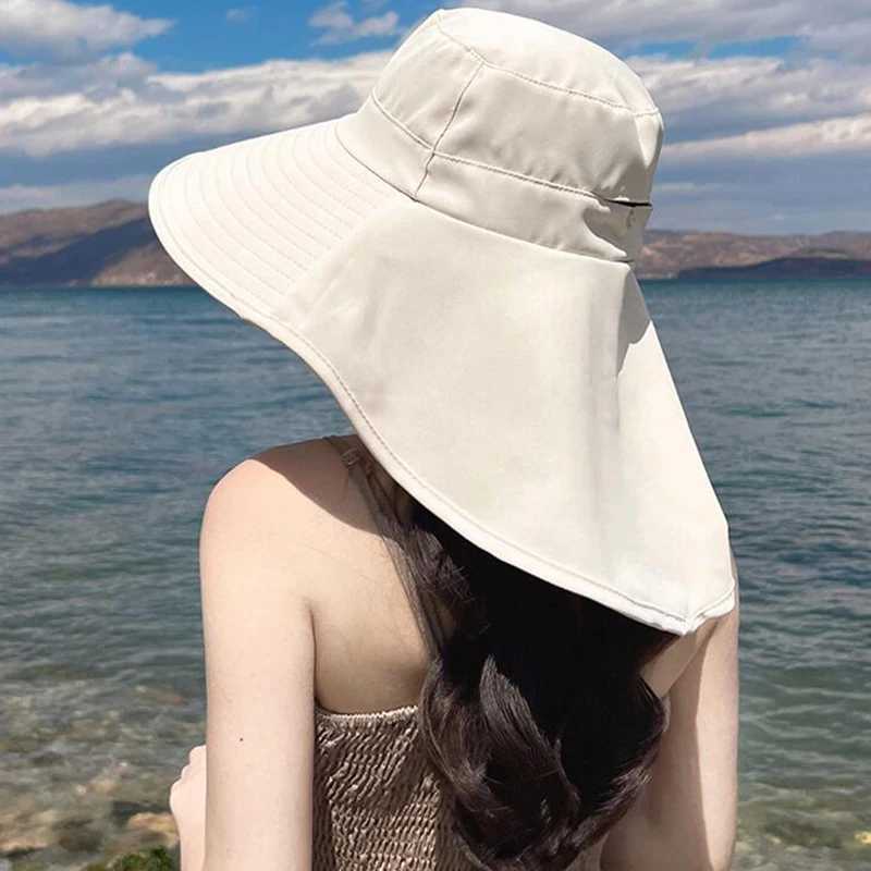 South Korean womens summer sun hat round neck protective sun hat bow hollow breathable fisherman Ms. C tourist visaXJ250304