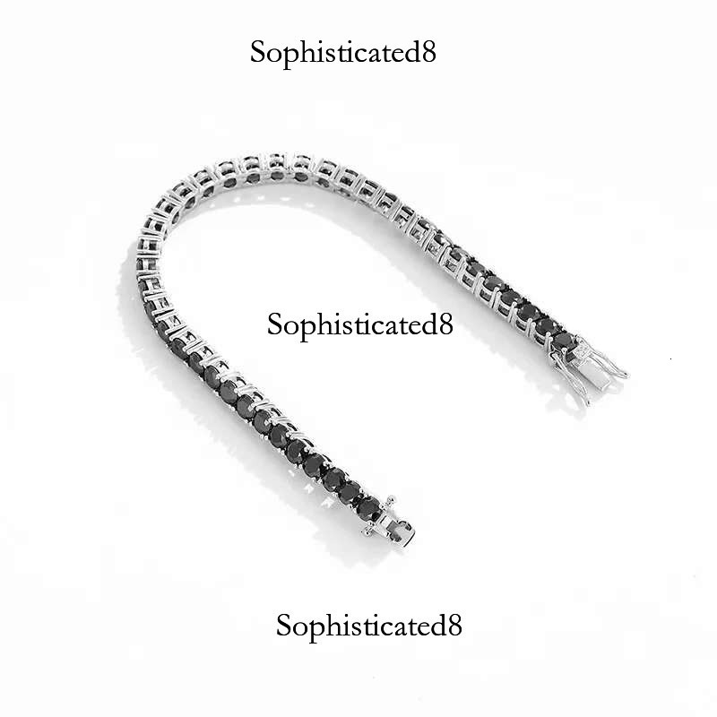 GRA Certified Real 3/4/5/6.5MM Full Black Moissanite Tennis Bracelet for Women Men S Sier k Bracelets Fine Jewelry