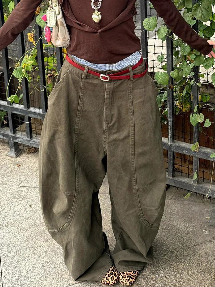 WCFCX STUDIO 2025 High Street Y2K Wide Leg Jeans Harajuku Retro Loose Jean Fashion Casual Wideleg Pants 250227
