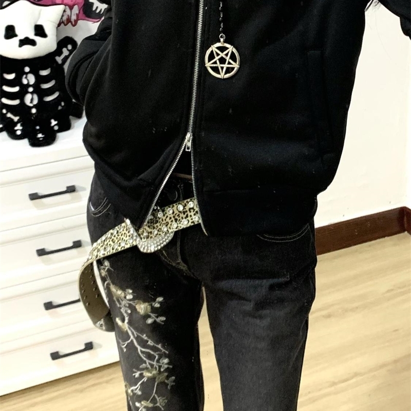 American fashion trend embroidery micro flash jeans millennium retro girl ultra-thin fit micro flash jeans Harajuku Y2k Trouser 250224