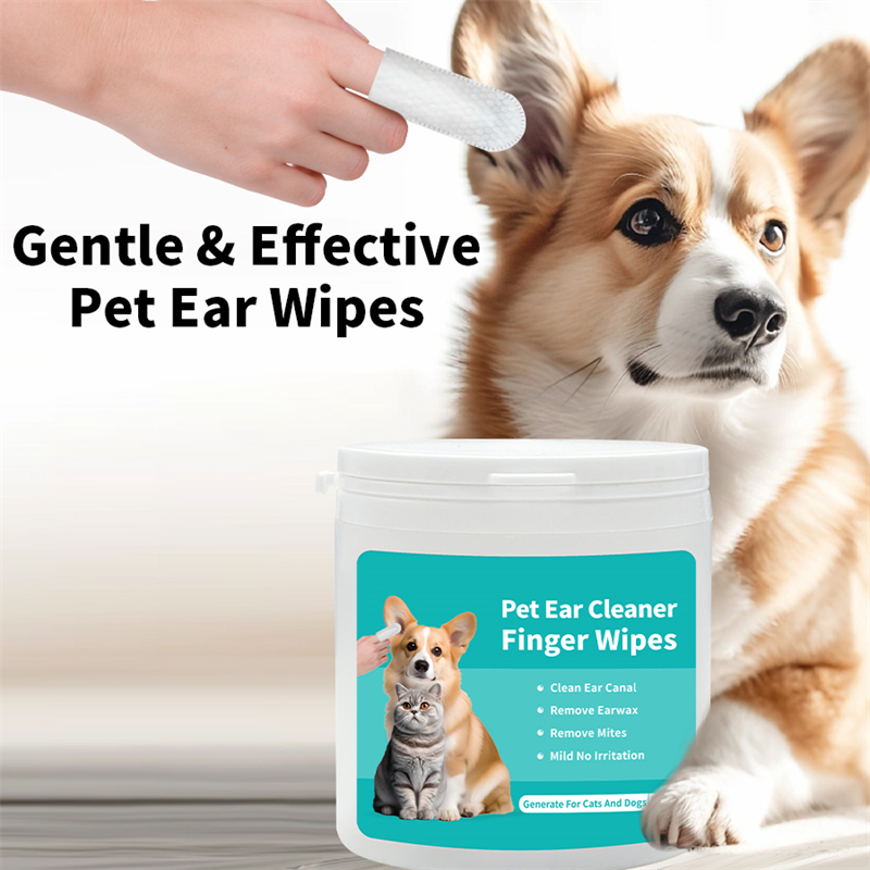 Dog Ear Cleaner Wipes Finger Wipes for Dogs Cleaning, Soothing, and Deodorizing Itchy Ears Pet Ear Relief Solution