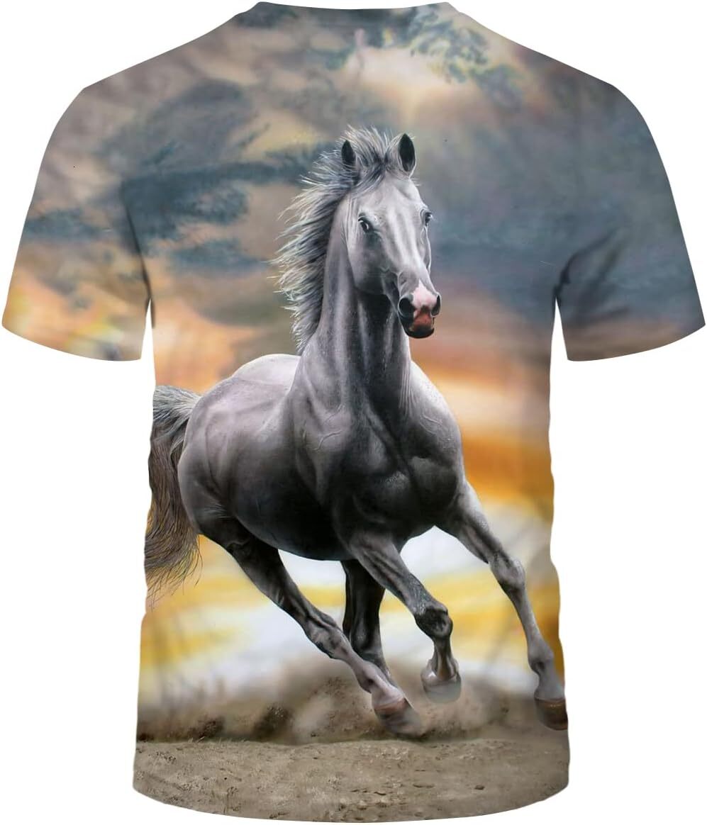 Mens T shirt Men Women Horse 3D Printed Tshirts Animal Graphic Casual Crew Neck T-Shirts tee Casual tops summer clothes cool