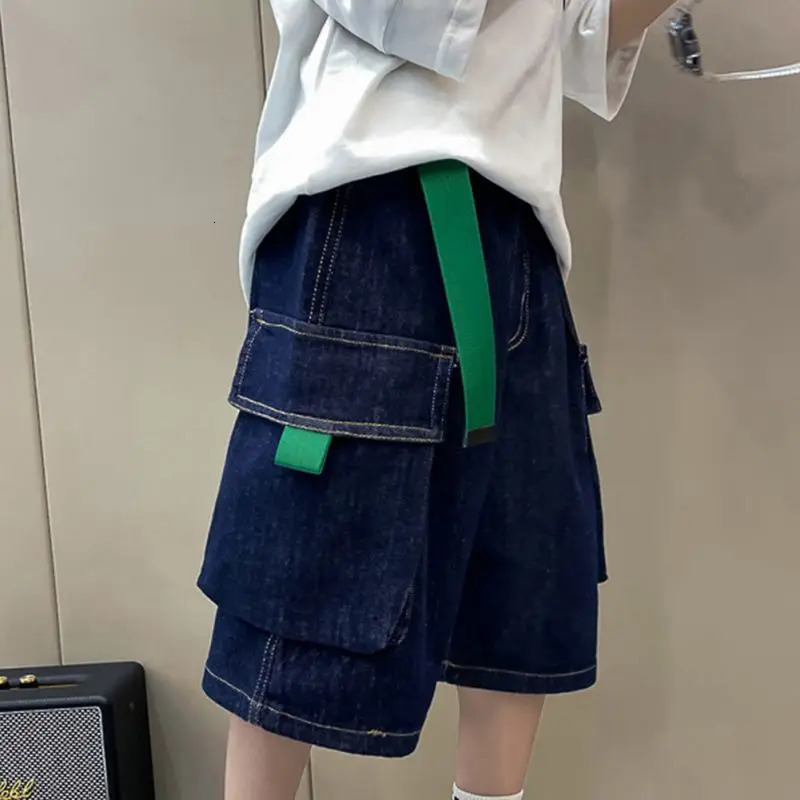 312Y Boys Denim Shorts Summer Thin Kids Solid Color Fashion Pants Children Elastic Pure Cotton Casual Five Quarter 250303