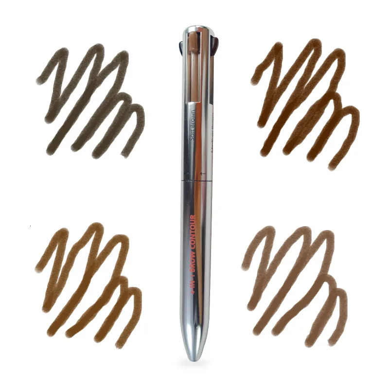 No 4 In 1 Eyebrow Pen Dark Brown Medium Brown Eye Brow Contour Pencil Matte Makeup Waterproof Sweatproof Brow Pen 250222