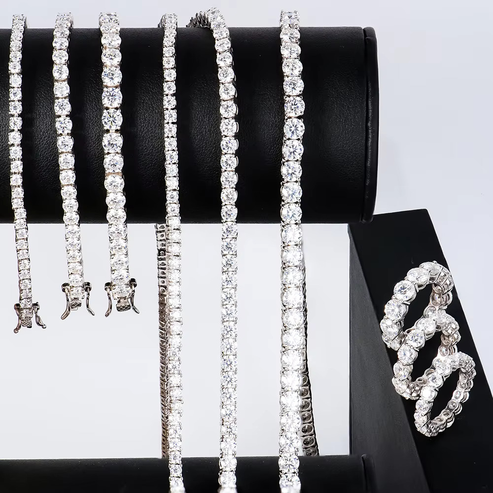 Hiphop Fashion Jewelry Moissanite Necklaces Dropshipping S Sterg Sier Tennis Necklace