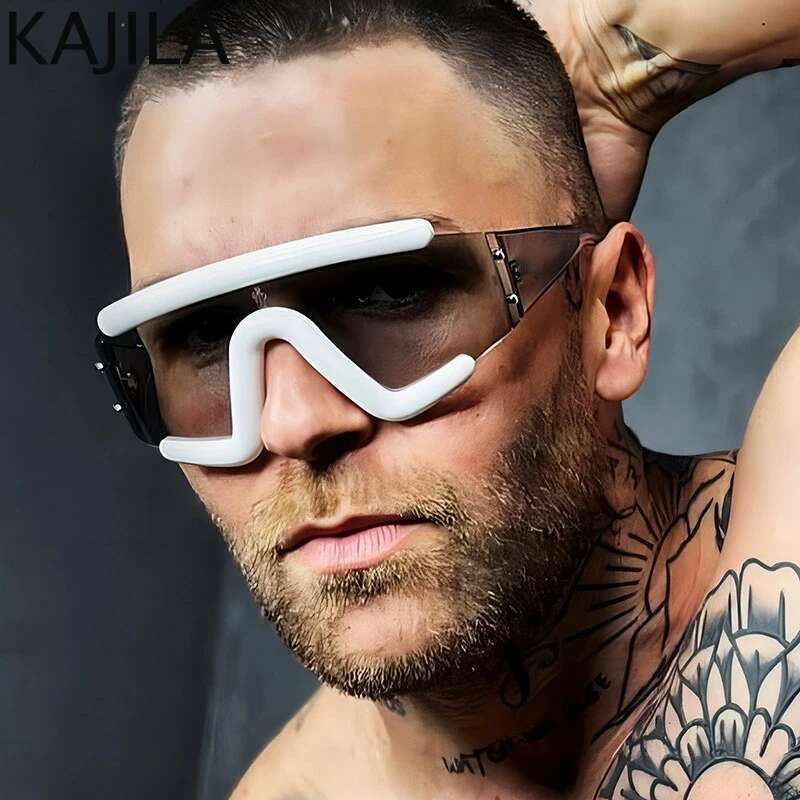 Oversized Y2K Punk Shield Mask Sunglasses Women 2025 Brand Steampunk One-Piece Sun Glasses For Ladies Sports Goggle Men