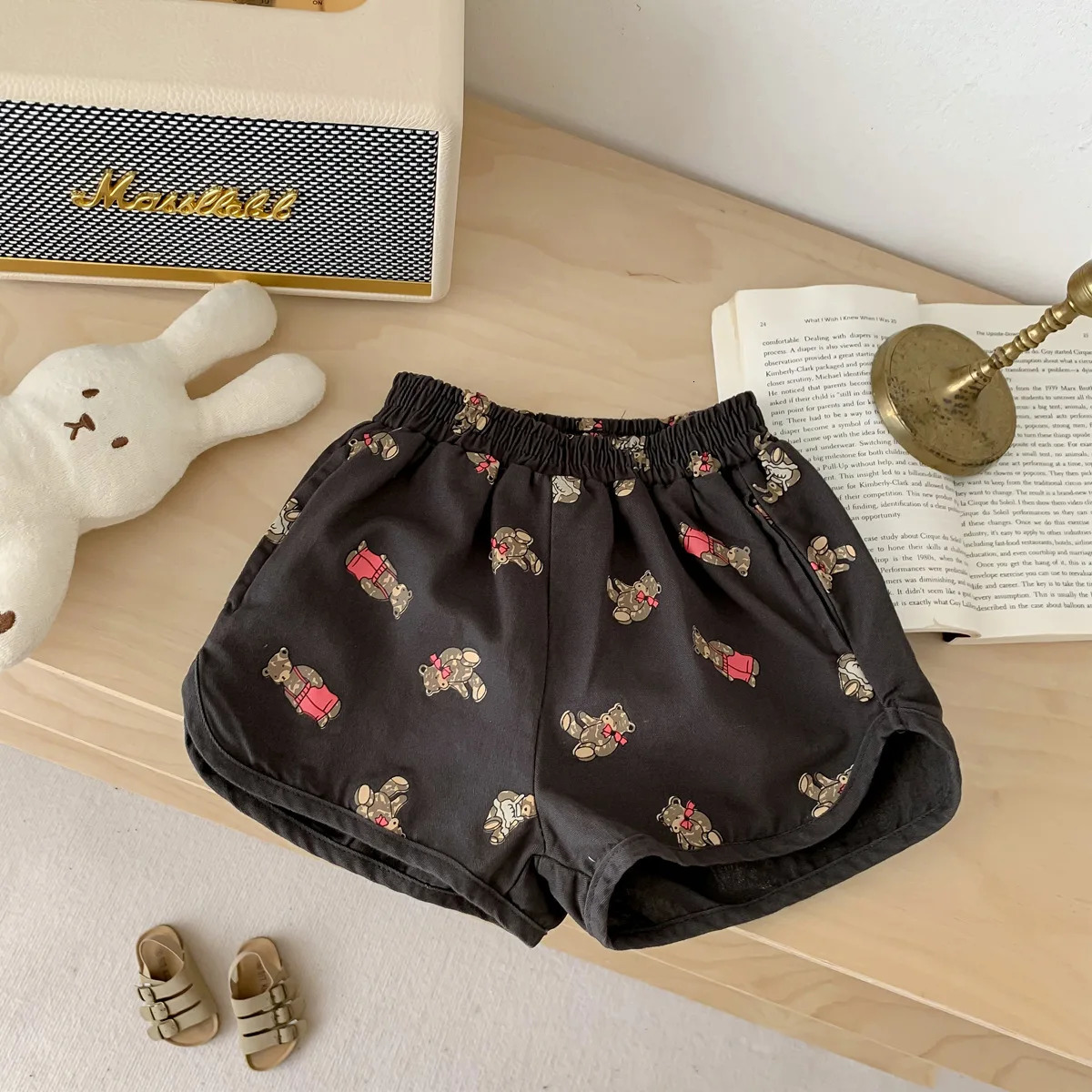 Summer Thin Comfortable Cartoon Shorts Children Boys Casual Short Pants Girl Cute Bear Print Boutique Short Trousers 250304