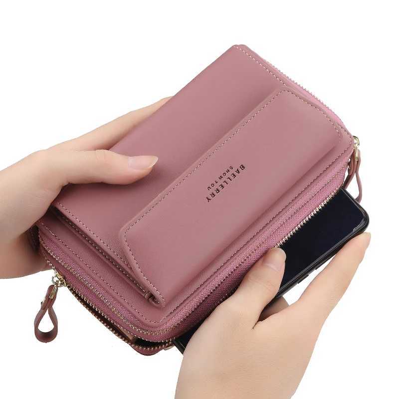 Baellerry womens mobile shoulder bag red leather cross body bag large capacity clutch bag black small handbag Z250303