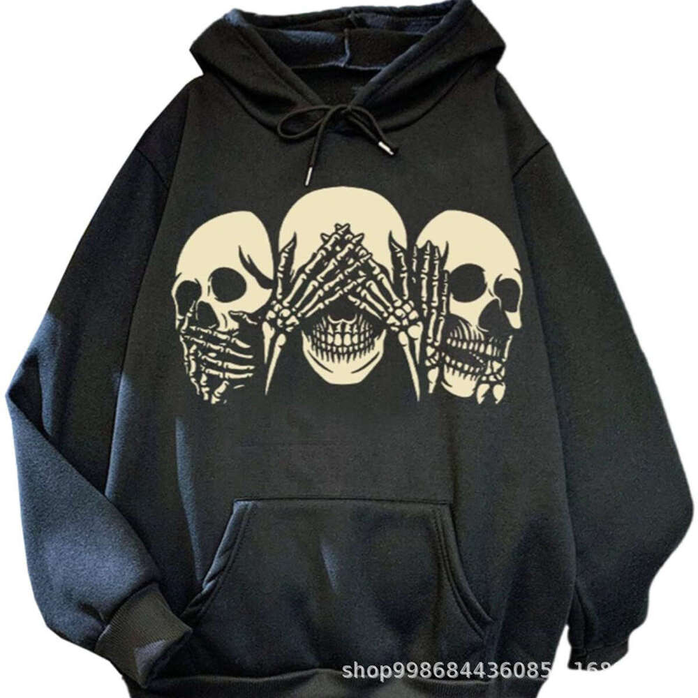 American Trendy Plush Autumn/Winter Printed New Loose Hoodie Top