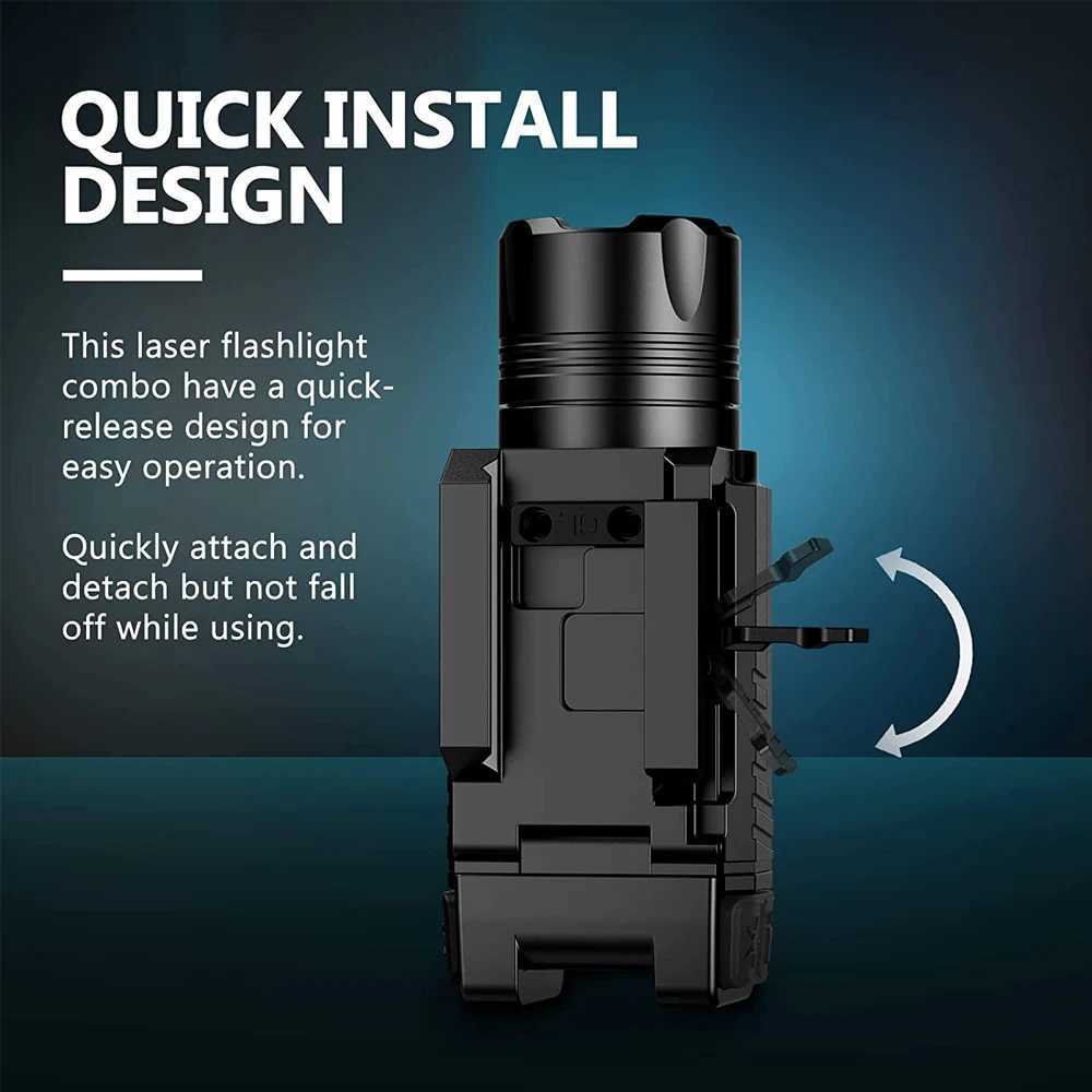 1000 Lumens Weapon Gun Light Red Green Dot Laser Combo Weapon Light with Strobe Mode Pistol Flashlight for 1913/GL RailXJ250303