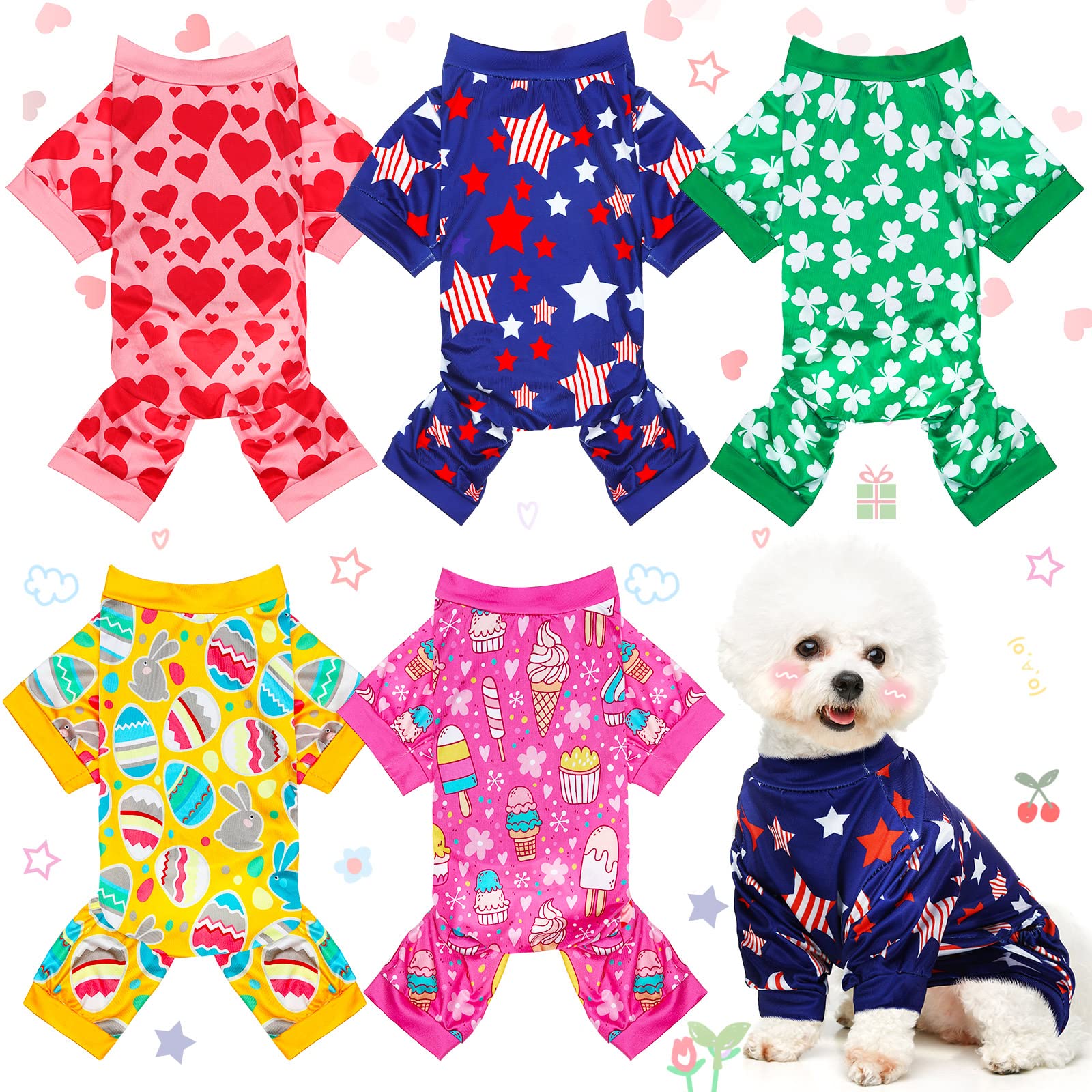 Cute Canine Christmas Ensemble Set - 5 Festive Patterns for Puppies and Kittens Celebrating Holidays