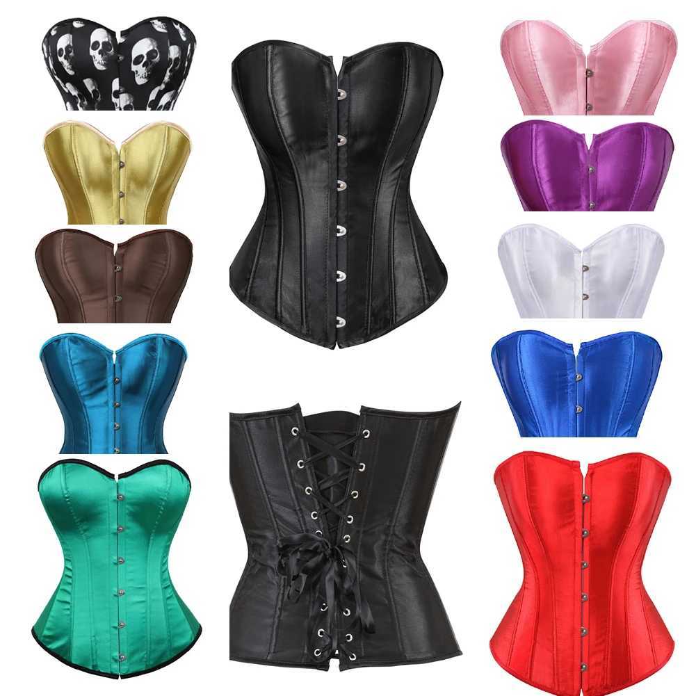 Womens Corset Satin Sexy Plus Size Bustier Gothic Lace Up Boned Corset Top Shapewear Classic Clubwear Party Club Night CorseletXJ250304