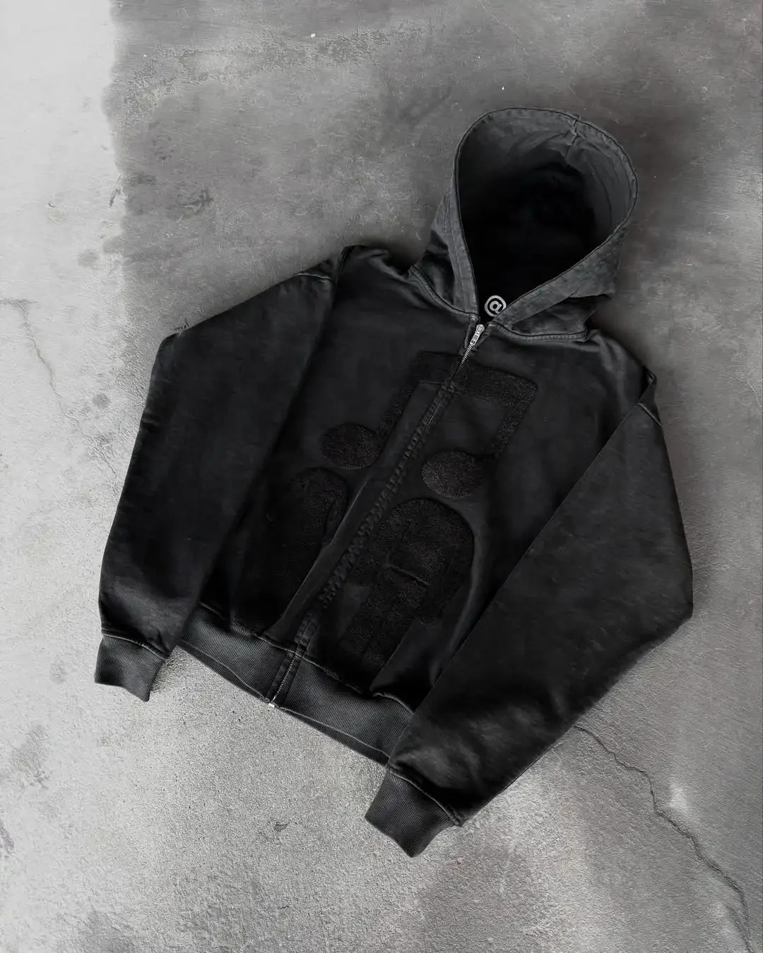 Loose Autumn and Winter Hip-hop Long Sleeved Jacket Hooded Sweatshirt Y2k Retro Gothic Fashion Printed Zipper Hooded Sweatshirt 250303