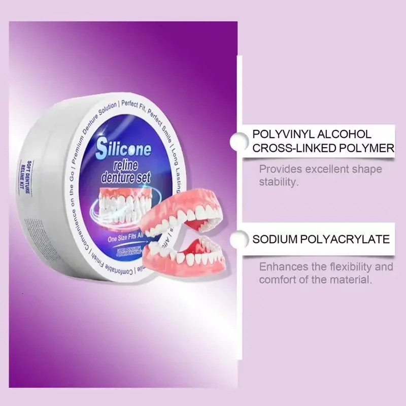 Silicone Denture Set Fit Temporary Orthodontic Teeth Dentures Fake Tooth Oral Hygiene Care Whitening Dentures Simulation Braces 250228