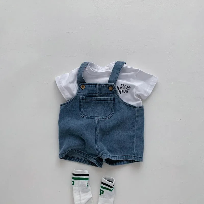 Summer Baby Clothing Set Toddler Girls Clothes Suit Infant Tee and Denim Overall Boys Outfit 250304