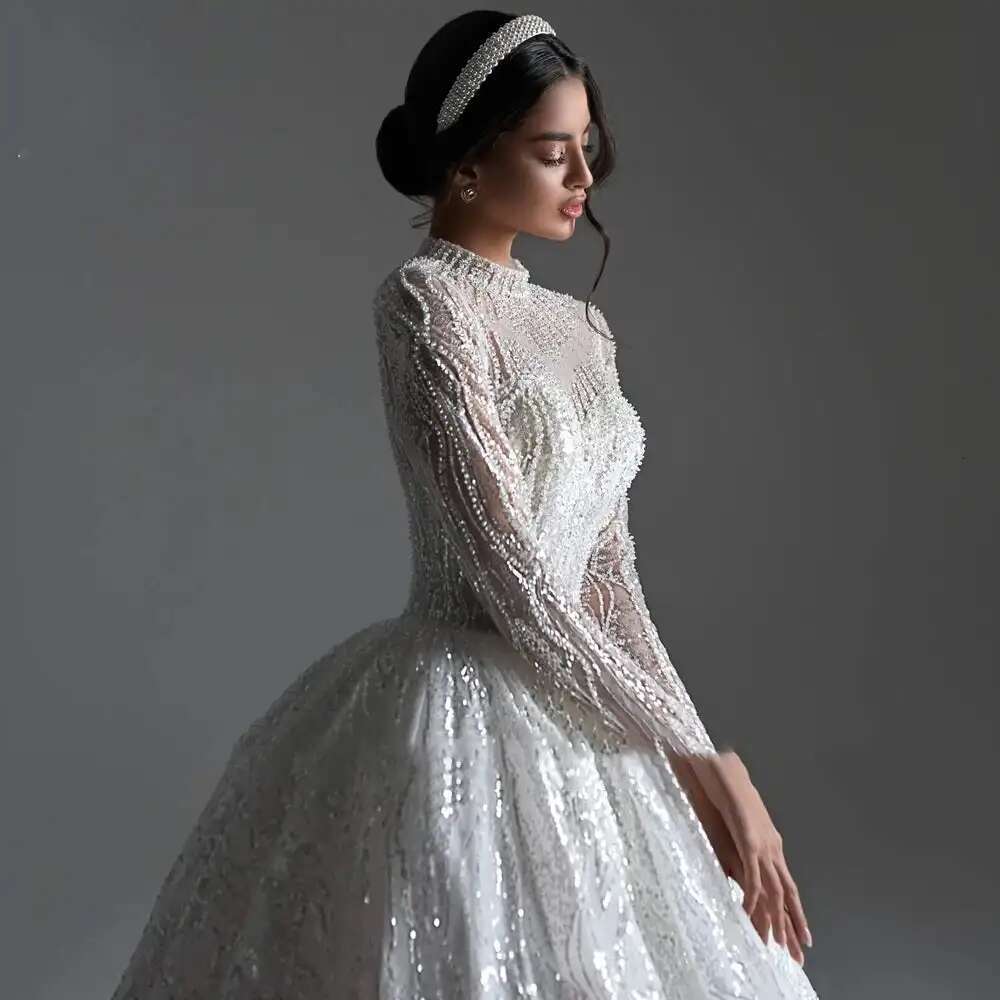 of long sleeves appliques lace pearls a ha wedding dress button back custom chapel dresses novia