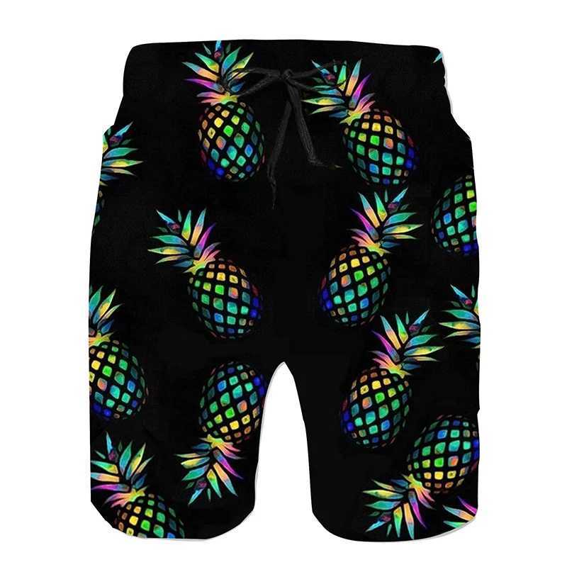 Full Print Pineapple Graphic Beach Shorts For Men Quick Dry Casual Plus Size Short Pants Mens Swim Trunks Ropa De HombreT250304