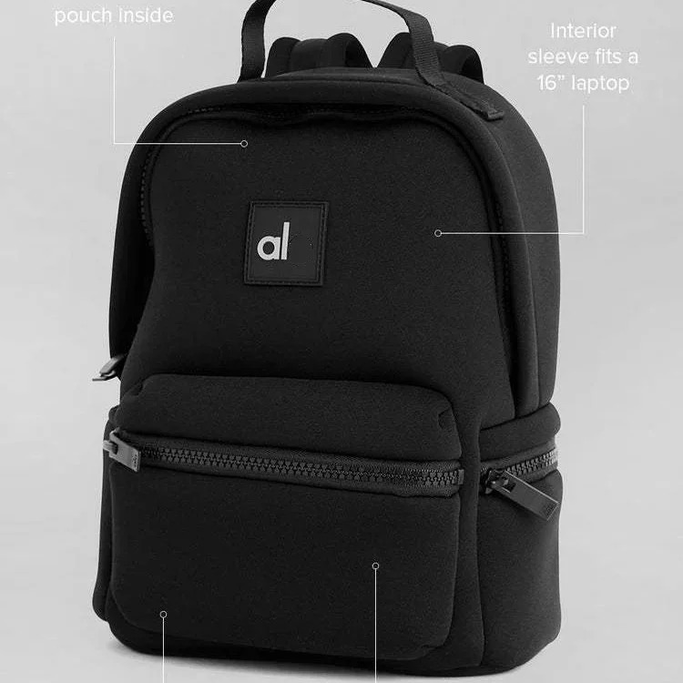 Ship from US AI0Matte Neoprene Black Slim Fit Backpack with Front Pouch ParentChild Travel Bag School 250304FBB