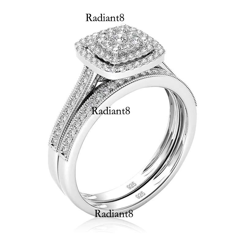 Szjinao 2pcs Moissanite Ring Set For Woman Original Sier Wedding Jewelry Engagement Ladies Anniversary Gift Trend