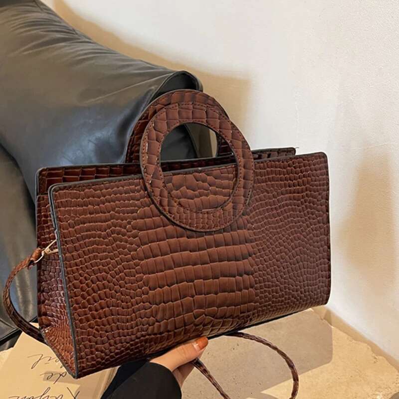 Crocodile Pattern Women Handbag Fashion Shoulder Famous Brand Designer PU Leather Crossbody Ladies Large Hand Bag