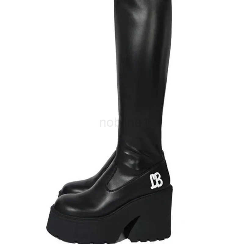 Wen Boots Brand Gothic Boot for Wens Sexy Chunky Platform Soft Leather Long Boots Walking Cfy Matsuke Sole Boots Wen D57 Z250304