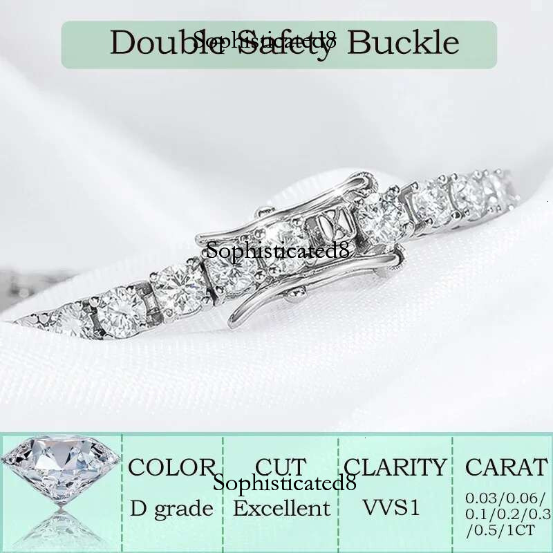 Smyoue 2-6.5mm Real Moissanite Tennis Bracelet for Women Christmas Gift Platinum Plated 100% Sterg Sier Wedding Jewelry